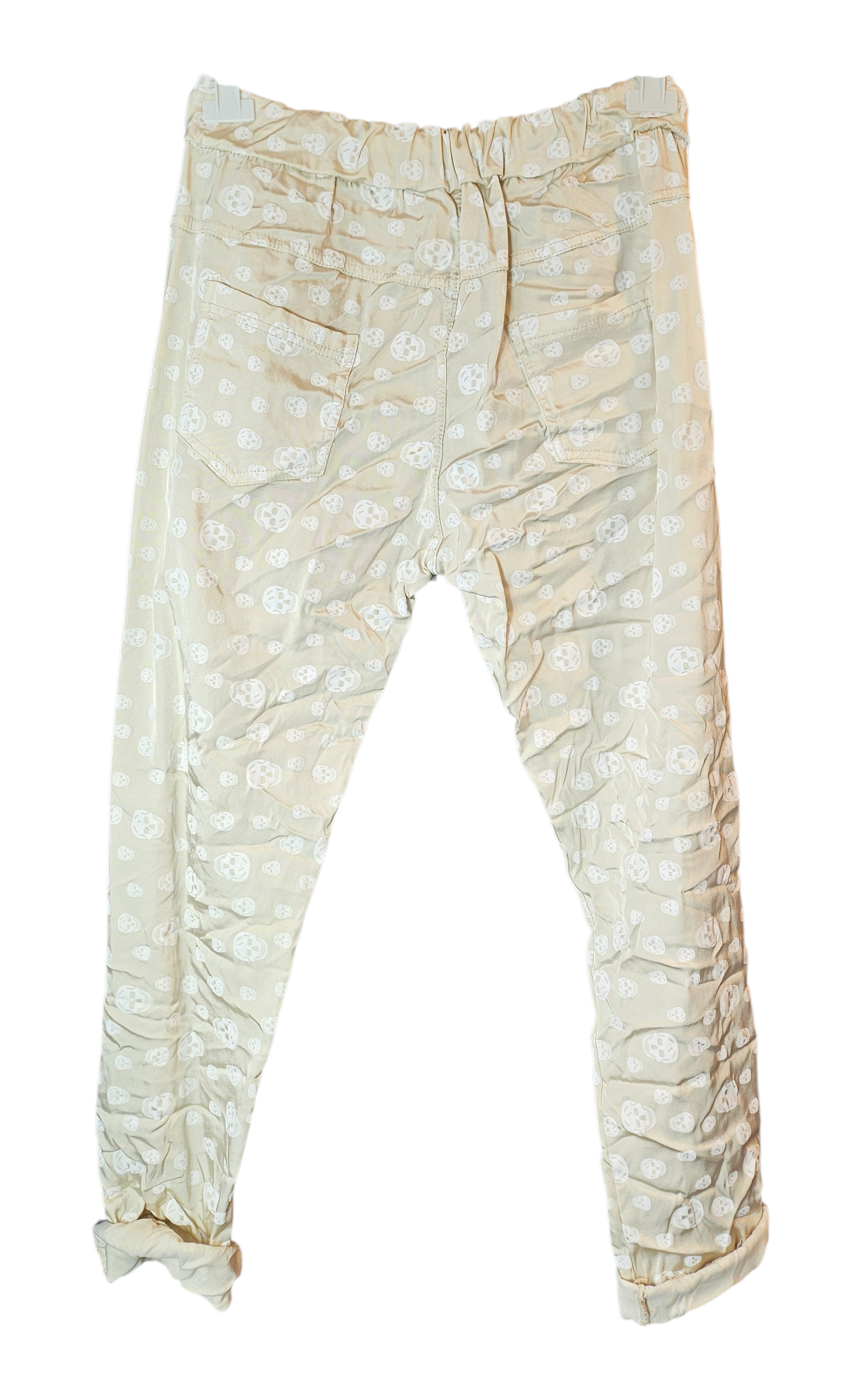 Shiny-Stretchhose, beige mit Skull, Grösse 42/44 von ISSIMA