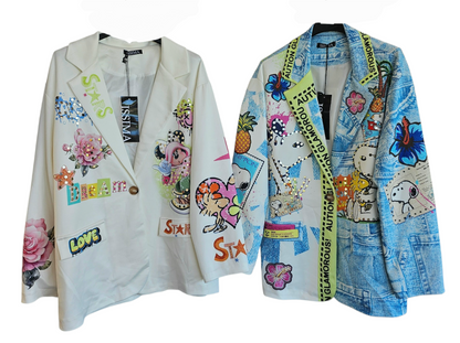 Blazer "Stars-Minnie" wollweiss, Grösse onesize 40 bis 42/44 von ISSIMA