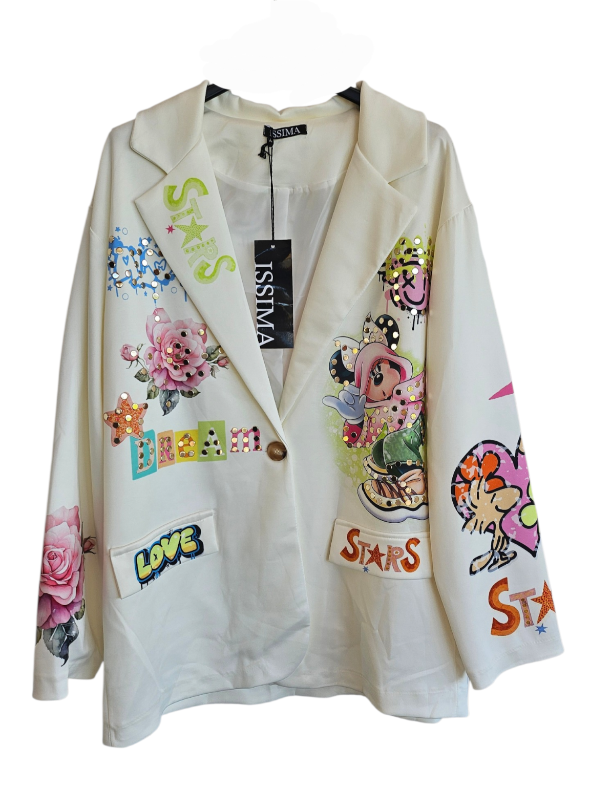 Blazer "Stars-Minnie" wollweiss, Grösse onesize 40 bis 42/44 von ISSIMA