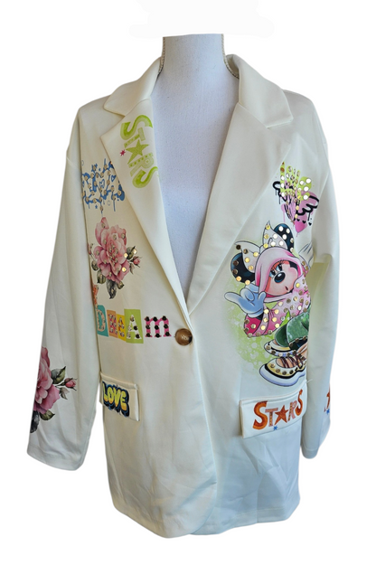 Blazer "Stars-Minnie" wollweiss, Grösse onesize 40 bis 42/44 von ISSIMA