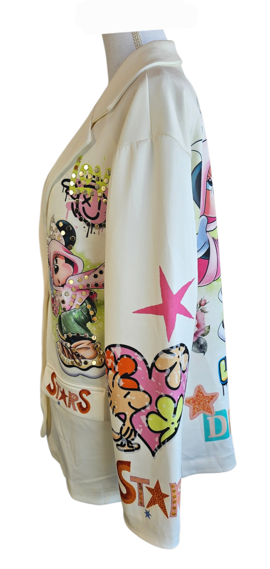 Blazer "Stars-Minnie" wollweiss, Grösse onesize 40 bis 42/44 von ISSIMA