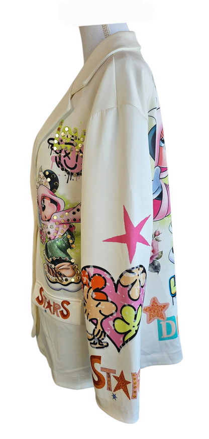 Blazer "Stars-Minnie" wollweiss, Grösse onesize 40 bis 42/44 von ISSIMA