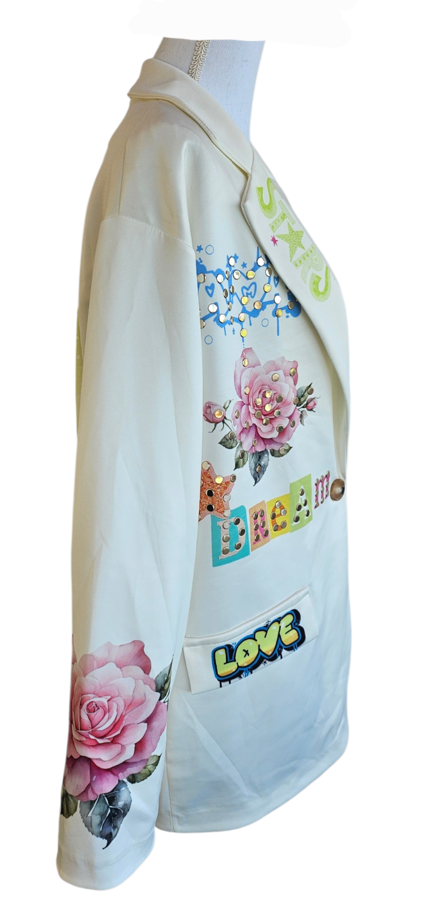 Blazer "Stars-Minnie" wollweiss, Grösse onesize 40 bis 42/44 von ISSIMA