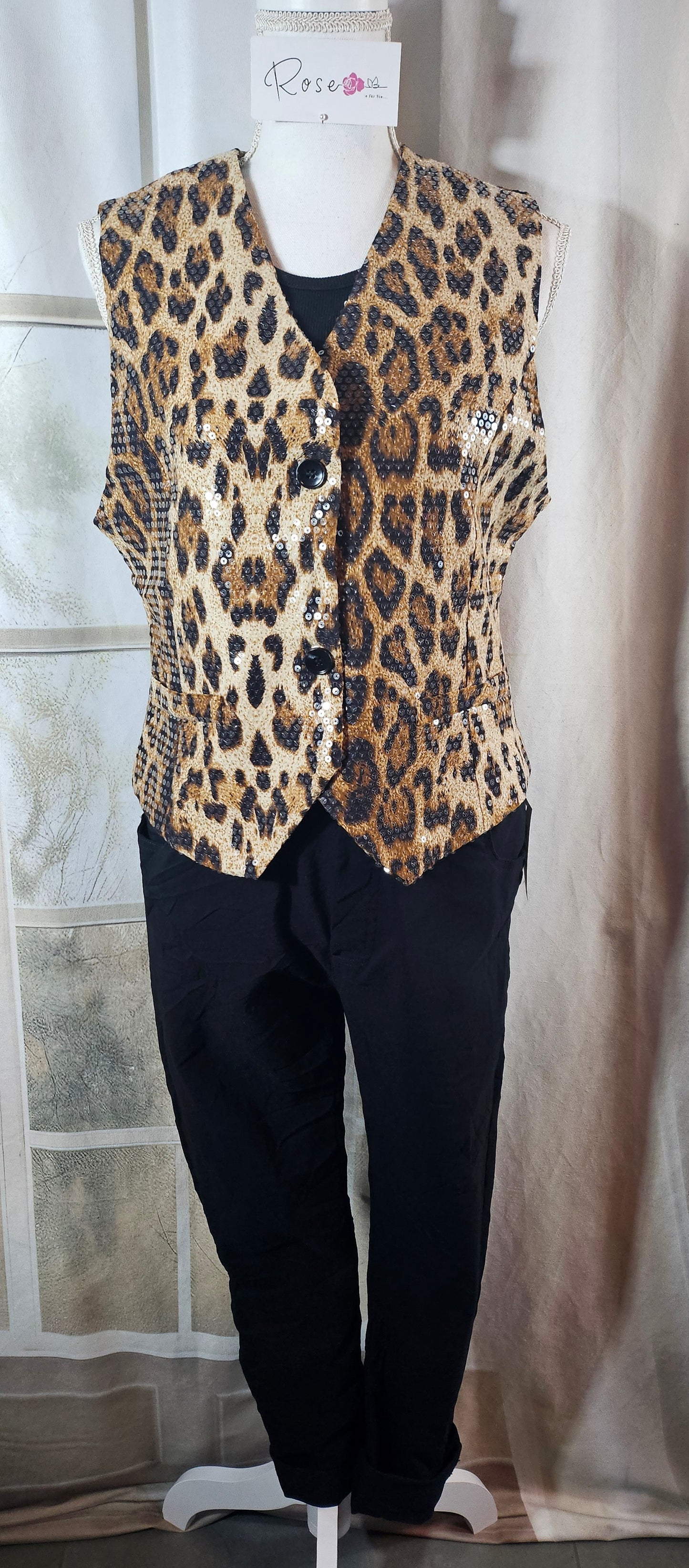 Weste/Gilet "leo" beige/braun/schwarz, Grösse XL von ROSE