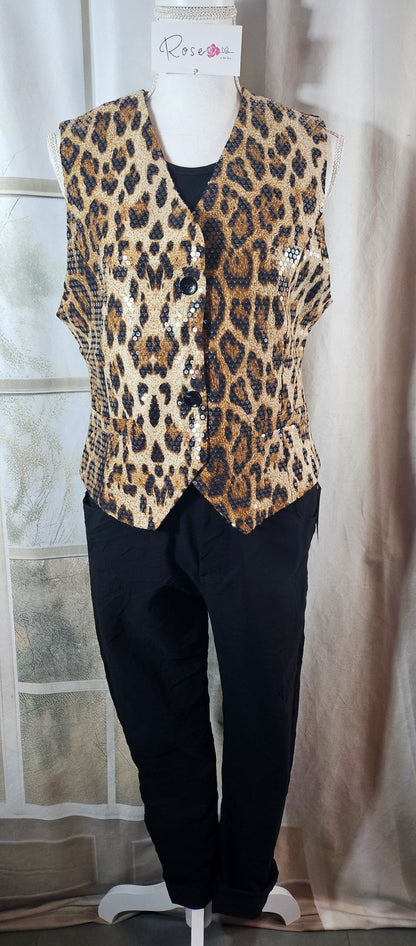 Weste/Gilet "leo" beige/braun/schwarz, Grösse XL von ROSE