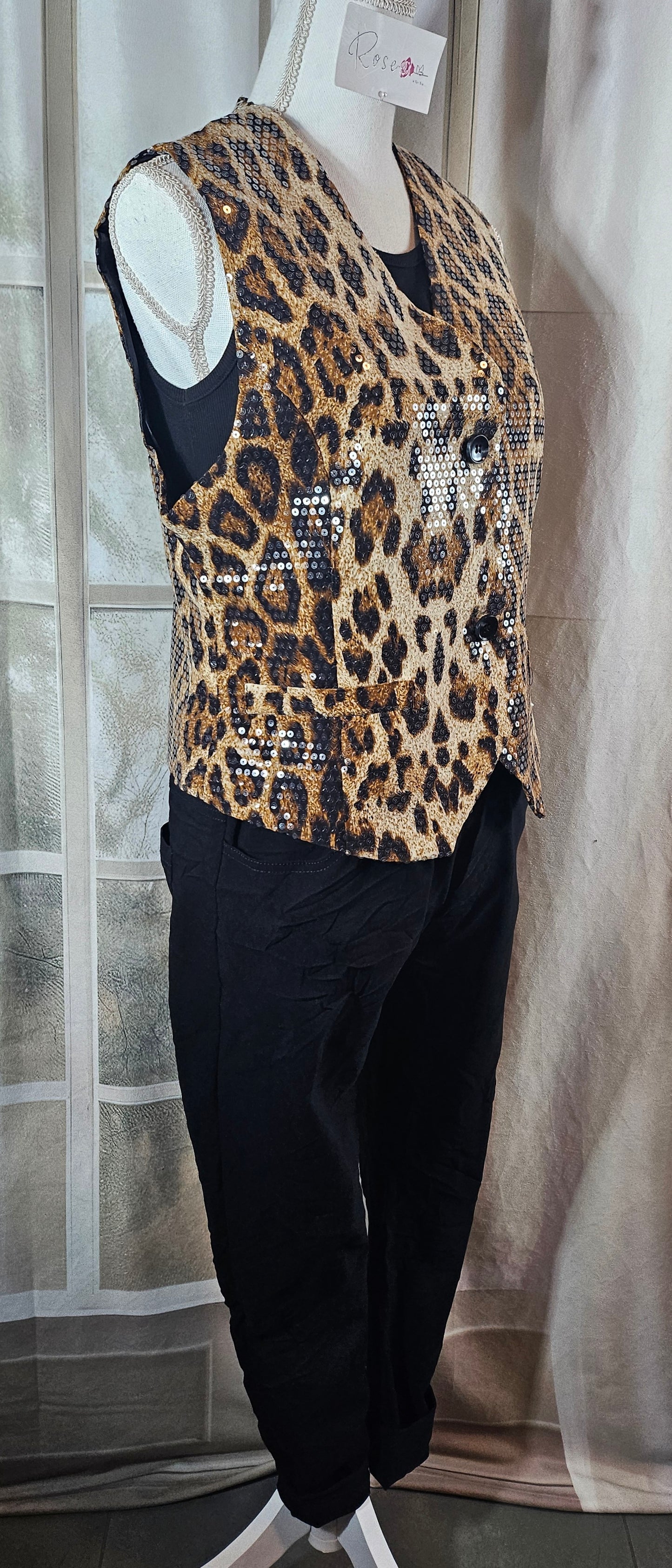 Weste/Gilet "leo" beige/braun/schwarz, Grösse XL von ROSE