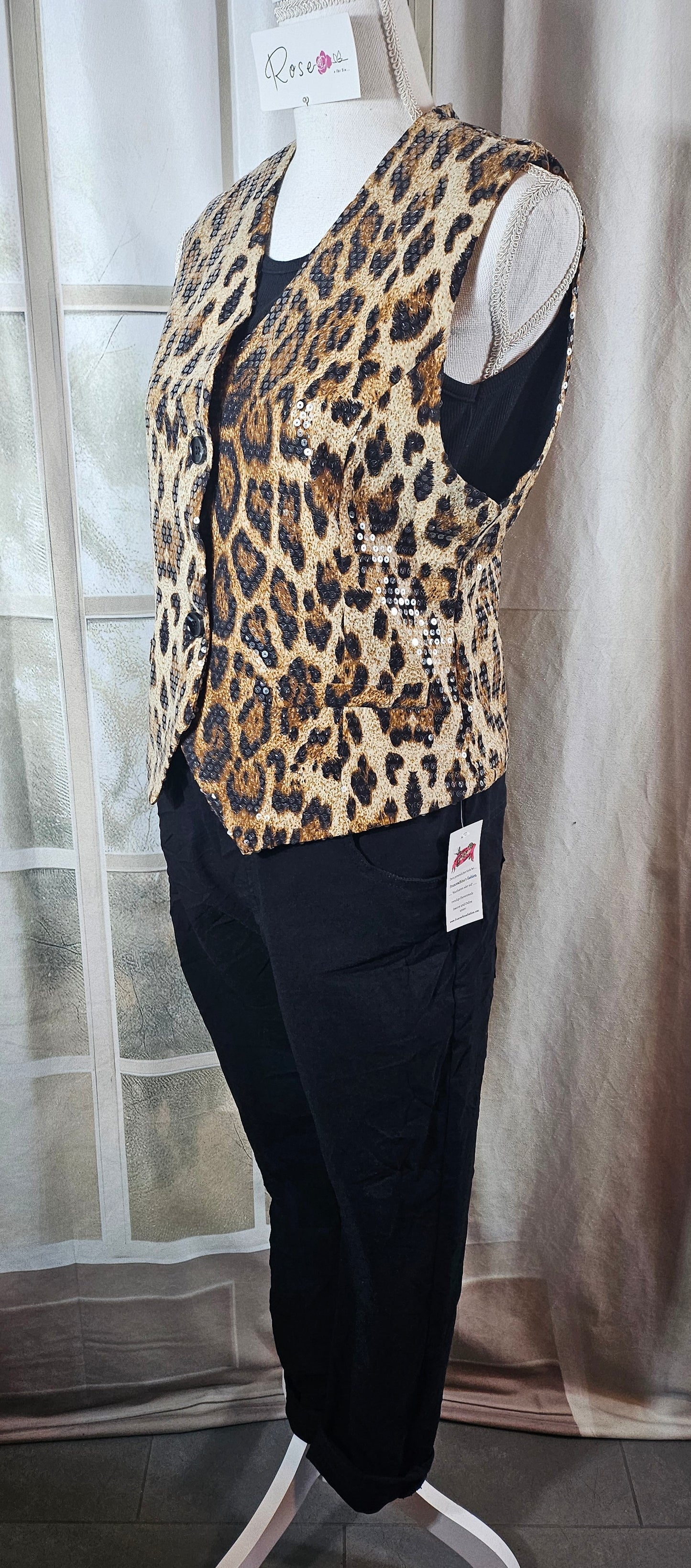 Weste/Gilet "leo" beige/braun/schwarz, Grösse XL von ROSE