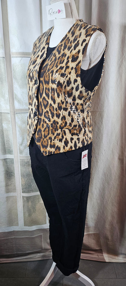 Weste/Gilet "leo" beige/braun/schwarz, Grösse XL von ROSE