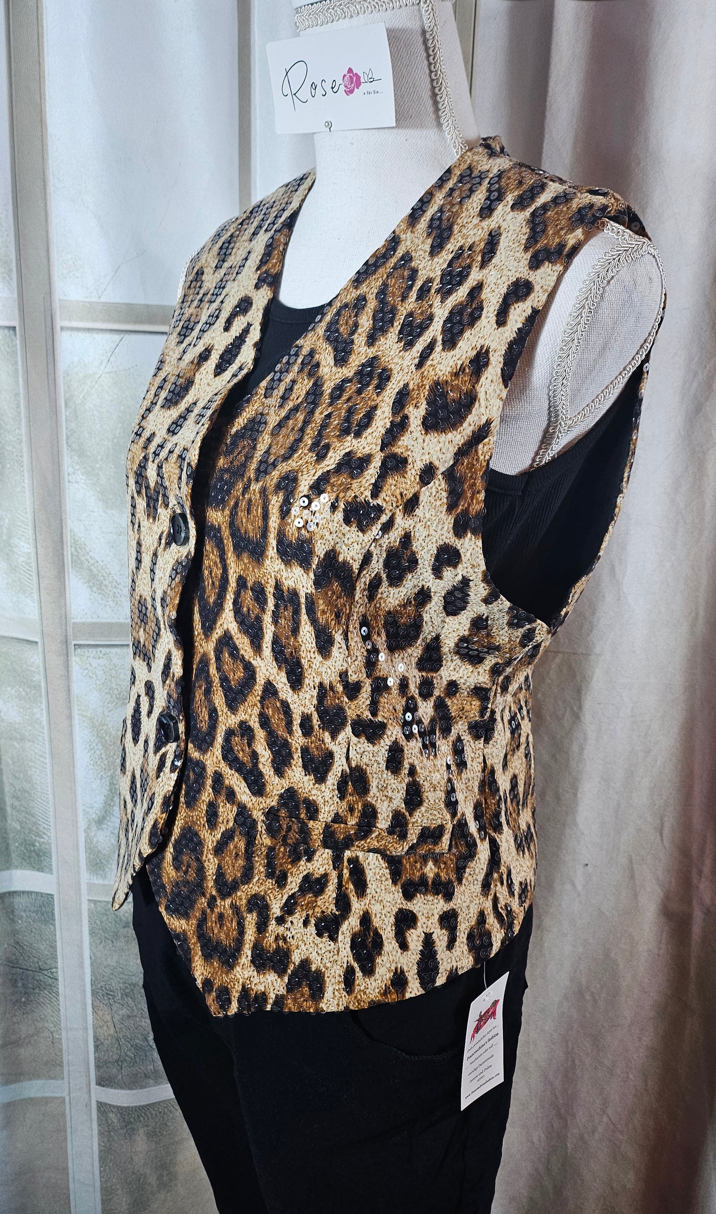 Weste/Gilet "leo" beige/braun/schwarz, Grösse XL von ROSE