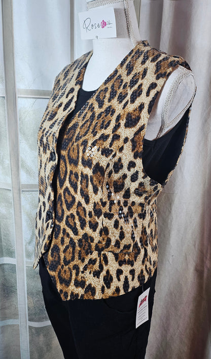 Weste/Gilet "leo" beige/braun/schwarz, Grösse XL von ROSE