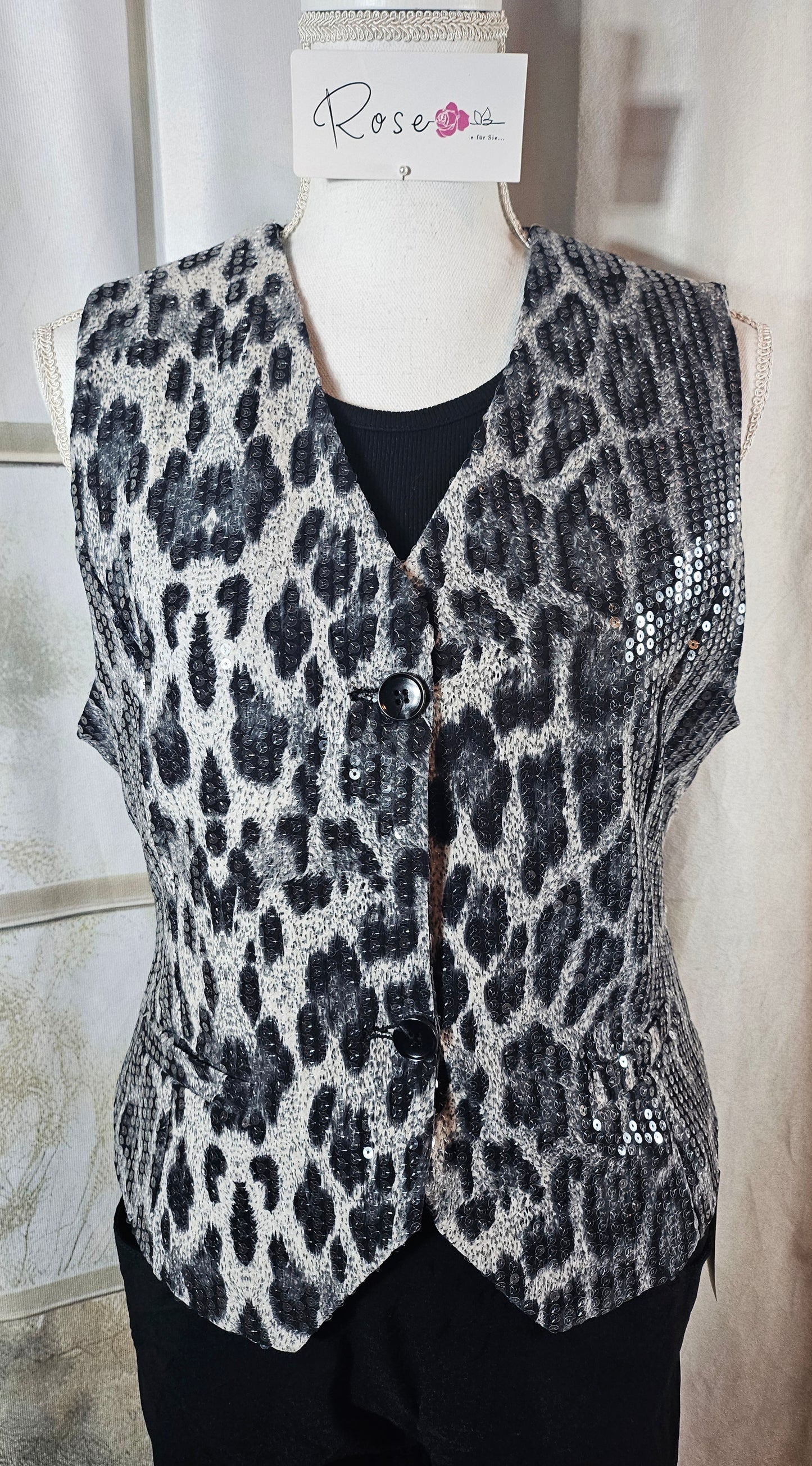 Weste/Gilet "leo" grau/schwarz, Grösse L & XL von ROSE