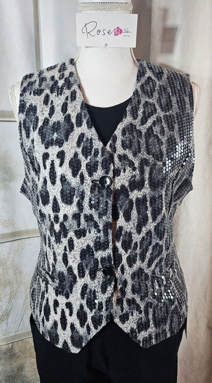 Weste/Gilet "leo" grau/schwarz, Grösse L & XL von ROSE