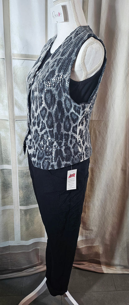 Weste/Gilet "leo" grau/schwarz, Grösse L & XL von ROSE