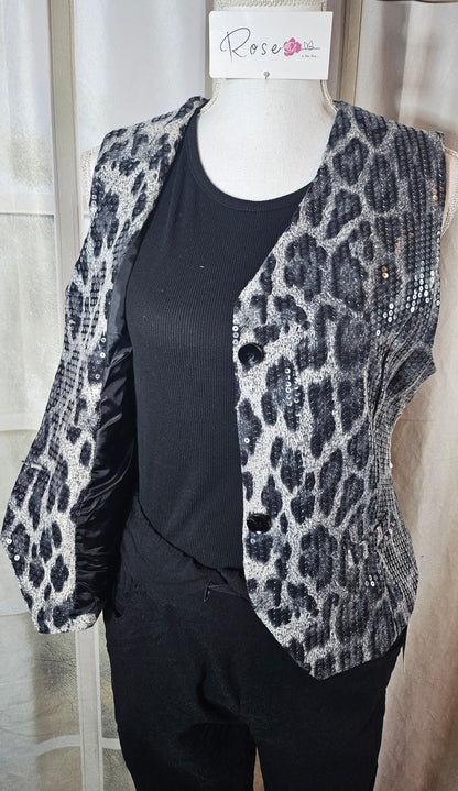 Weste/Gilet "leo" grau/schwarz, Grösse L & XL von ROSE