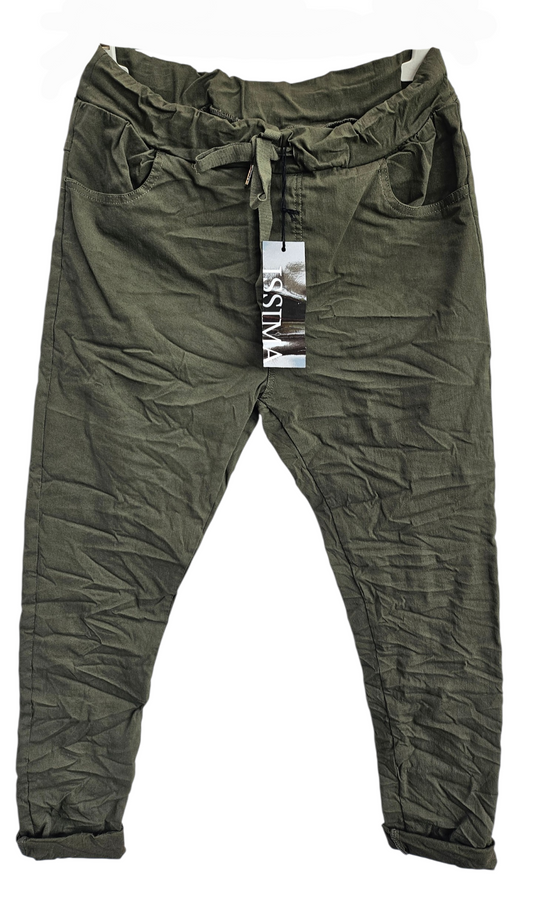 Stretchhose matt, dunkel militärgrün, onesize 38 bis 42/44 von ISSIMA