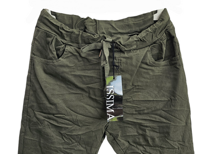 Stretchhose matt, dunkel militärgrün, onesize 38 bis 42/44 von ISSIMA