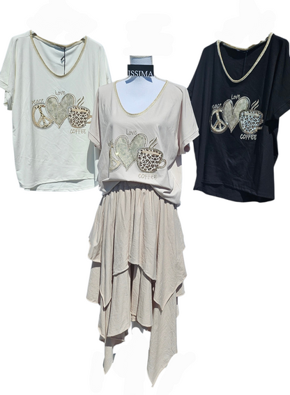 Tshirt "Coffee", Gr. onesize 38 bis 42 (knapp 44) von ISSIMA