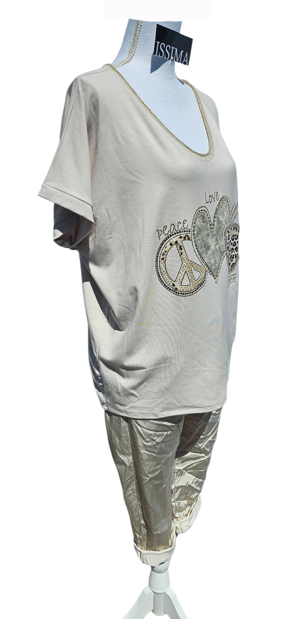 3/4 Shiny-Stretchhose, beige, Grösse onesize 38 bis 42 (knappe 44) von ISSIMA