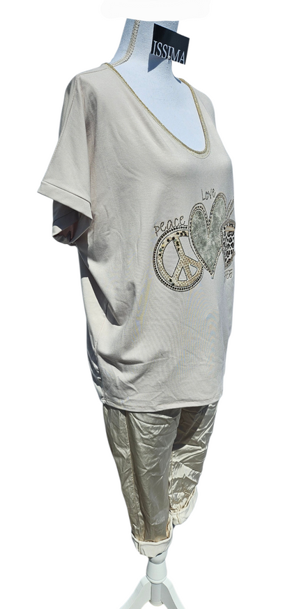 3/4 Shiny-Stretchhose, beige, Grösse onesize 38 bis 42 (knappe 44) von ISSIMA