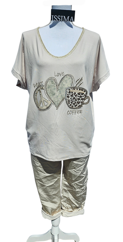 Tshirt "Coffee", Gr. onesize 38 bis 42 (knapp 44) von ISSIMA