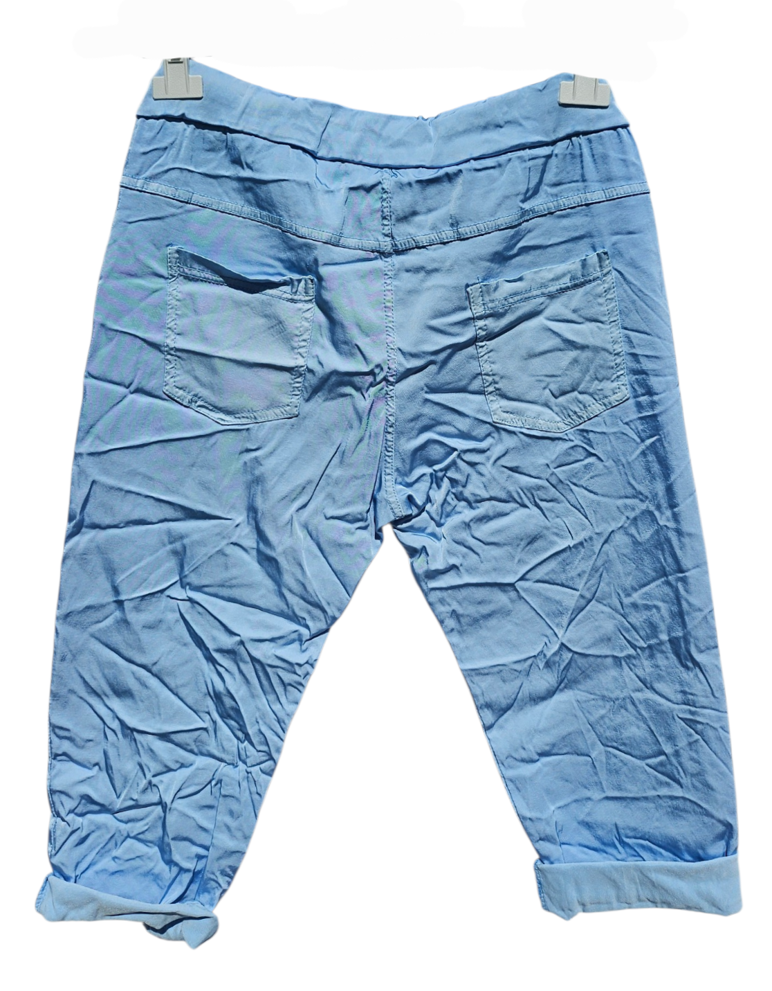 3/4 Shiny-Stretchhose, himmelblau, Grösse onesize 38 bis 42 (knappe 44) von ISSIMA