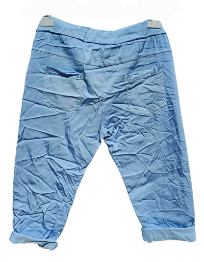 3/4 Shiny-Stretchhose, himmelblau, Grösse onesize 38 bis 42 (knappe 44) von ISSIMA