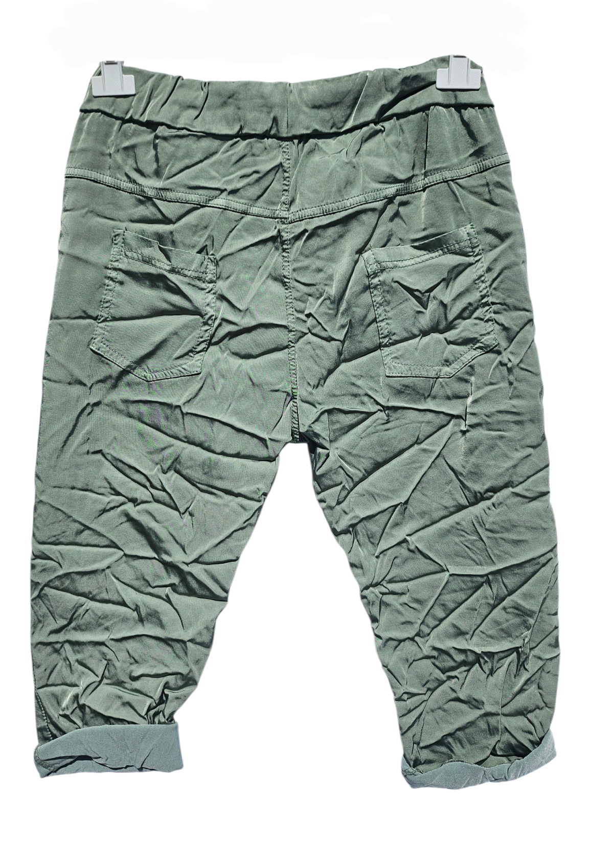 3/4 Shiny-Stretchhose, militärgrün, Grösse onesize 38 bis 42 (knappe 44) von ISSIMA