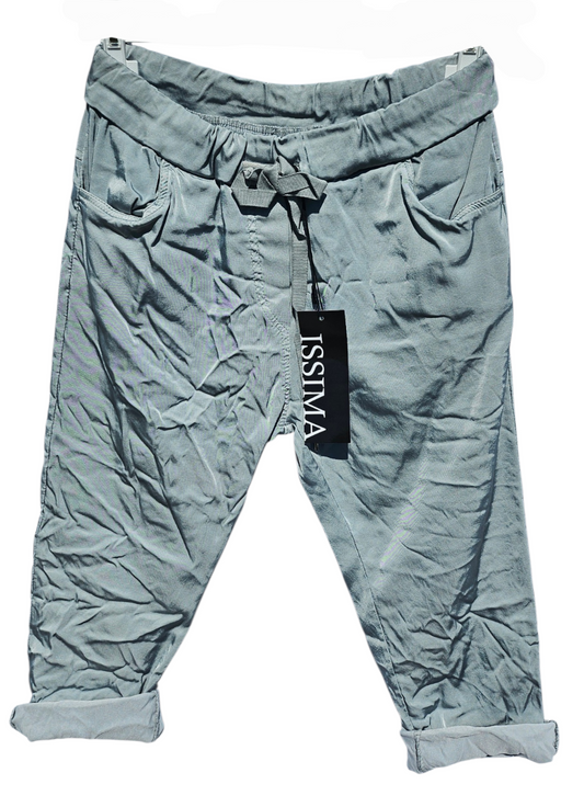 3/4 Shiny-Stretchhose, grau, Grösse onesize 38 bis 42 (knappe 44) von ISSIMA