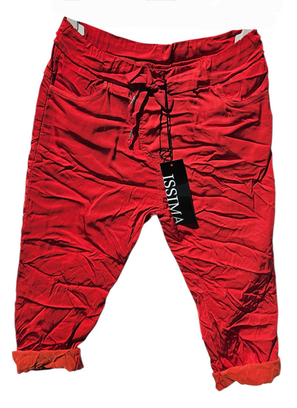 3/4 Shiny-Stretchhose, rot, Grösse onesize 38 bis 42 (knappe 44) von ISSIMA