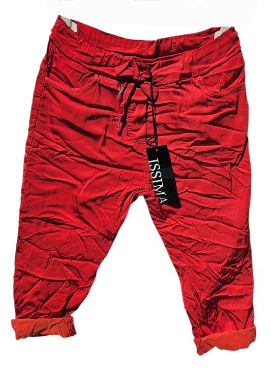 3/4 Shiny-Stretchhose, rot, Grösse onesize 38 bis 42 (knappe 44) von ISSIMA