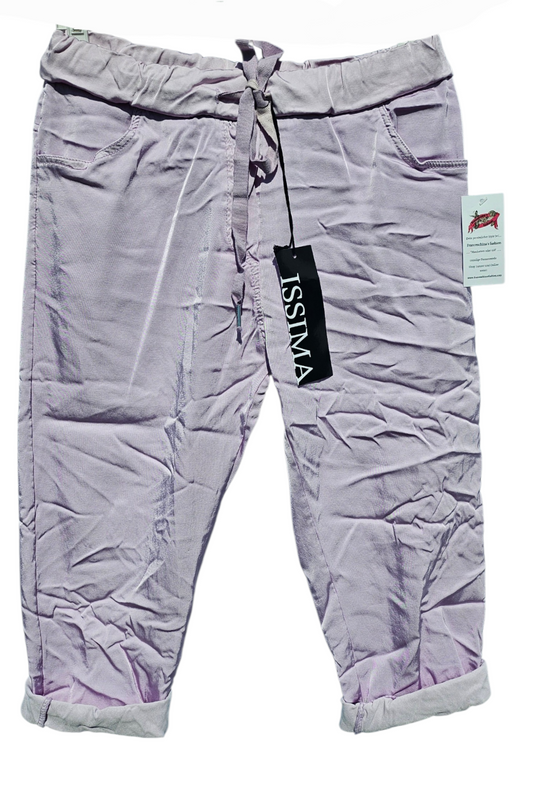 3/4 Shiny-Stretchhose, lila, Grösse onesize 38 bis 42 (knappe 44) von ISSIMA
