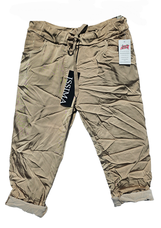3/4 Shiny-Stretchhose, gold, Grösse onesize 38 bis 42 (knappe 44) von ISSIMA