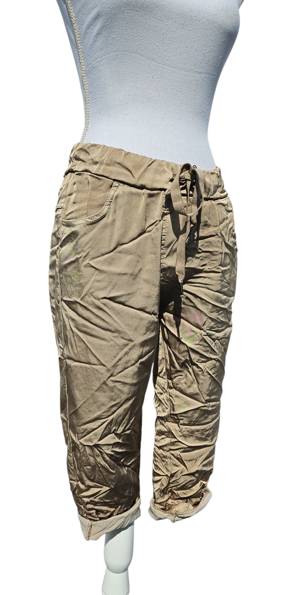3/4 Shiny-Stretchhose, gold, Grösse onesize 38 bis 42 (knappe 44) von ISSIMA