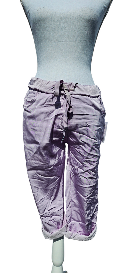 3/4 Shiny-Stretchhose, lila, Grösse onesize 38 bis 42 (knappe 44) von ISSIMA
