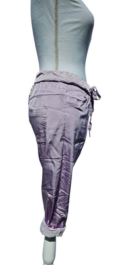 3/4 Shiny-Stretchhose, lila, Grösse onesize 38 bis 42 (knappe 44) von ISSIMA