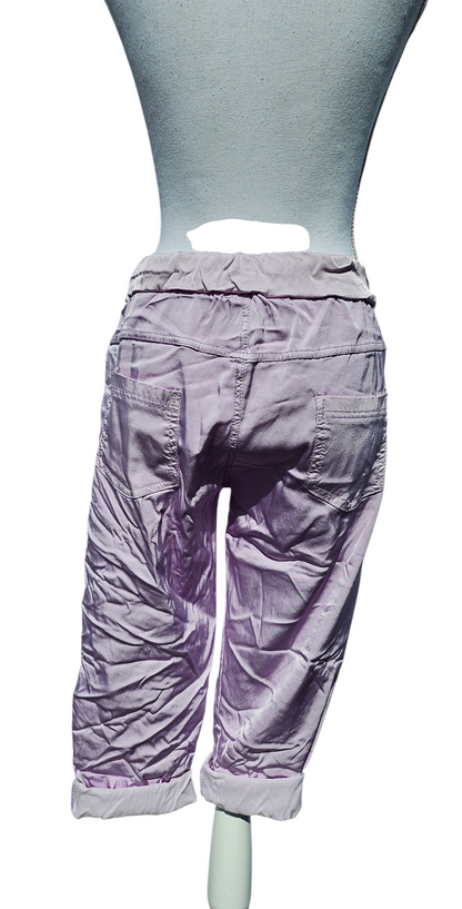 3/4 Shiny-Stretchhose, lila, Grösse onesize 38 bis 42 (knappe 44) von ISSIMA