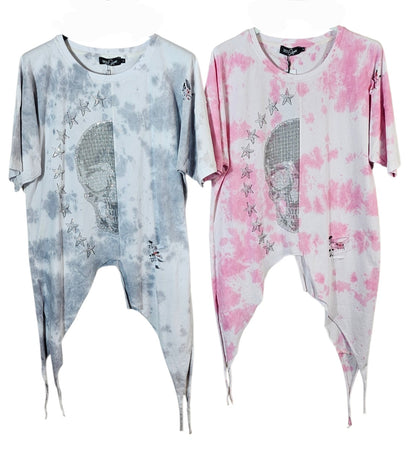 Tshirt rosa/weiss "Skull", Grösse M & XL von EU-QUEEN