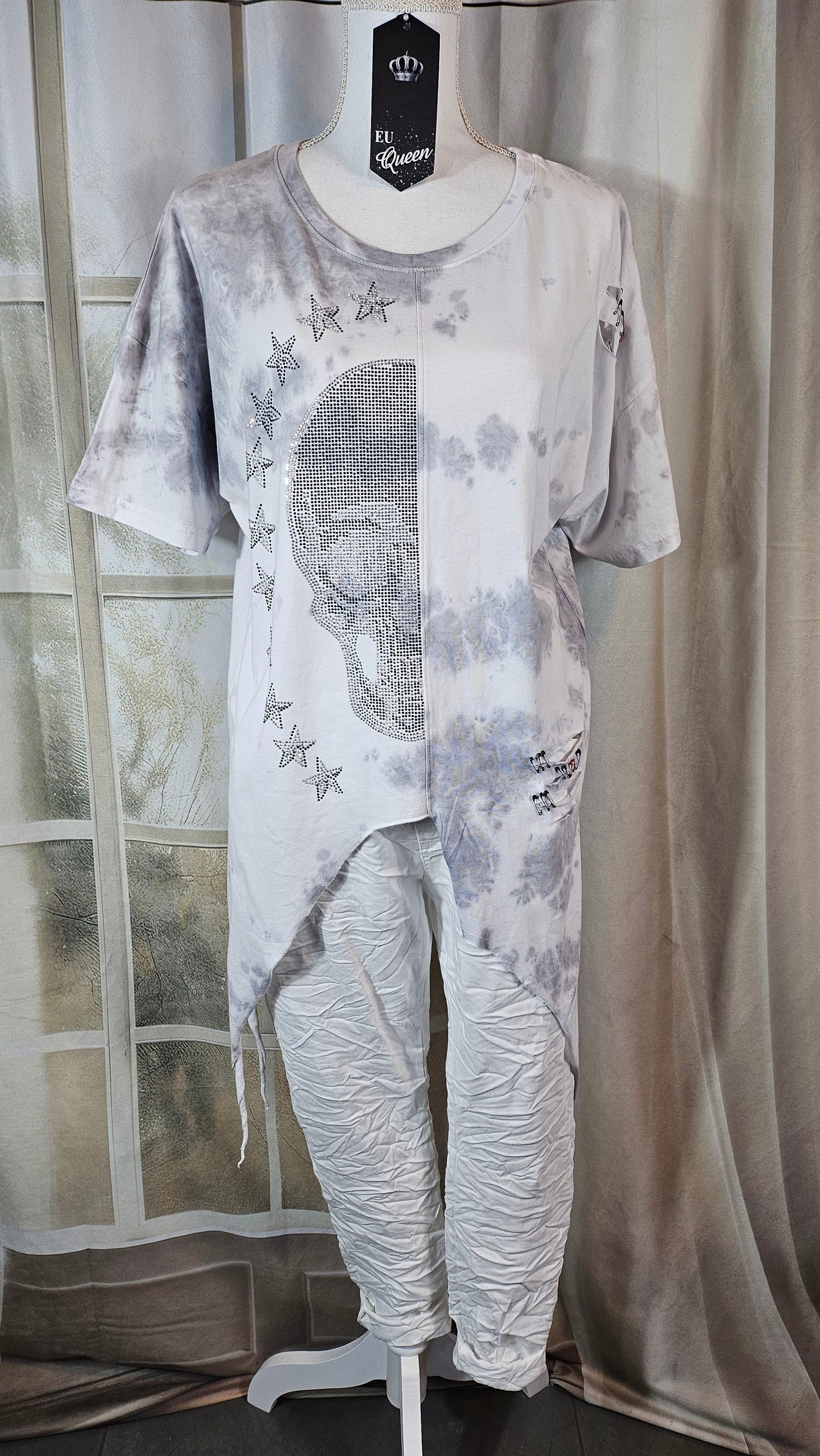 Tshirt grau/weiss "Skull", Grösse S, M, L & XL von EU-QUEEN