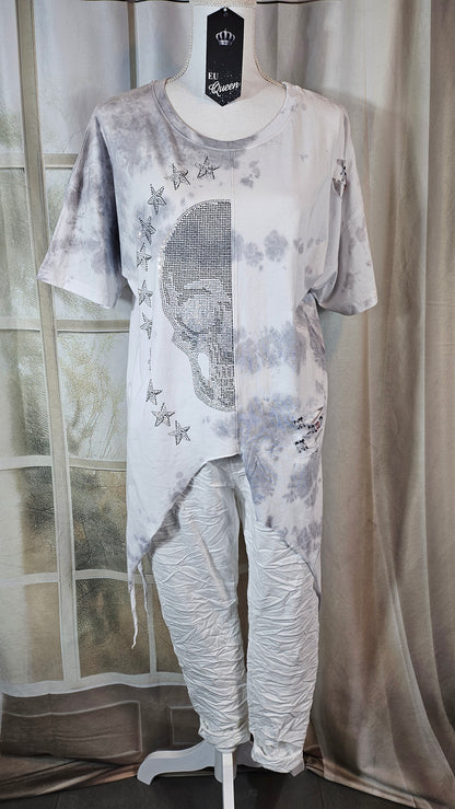Tshirt grau/weiss "Skull", Grösse S, M, L & XL von EU-QUEEN