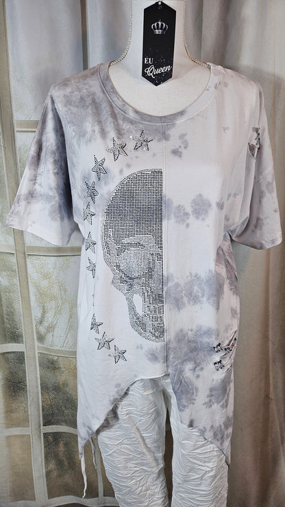 Tshirt grau/weiss "Skull", Grösse S, M, L & XL von EU-QUEEN