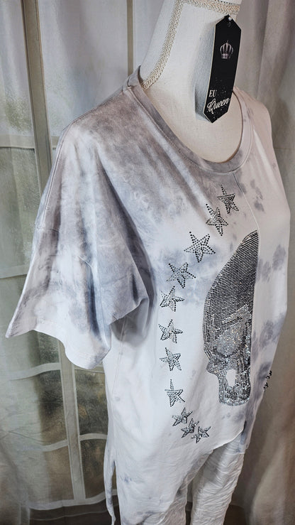 Tshirt grau/weiss "Skull", Grösse S, M, L & XL von EU-QUEEN