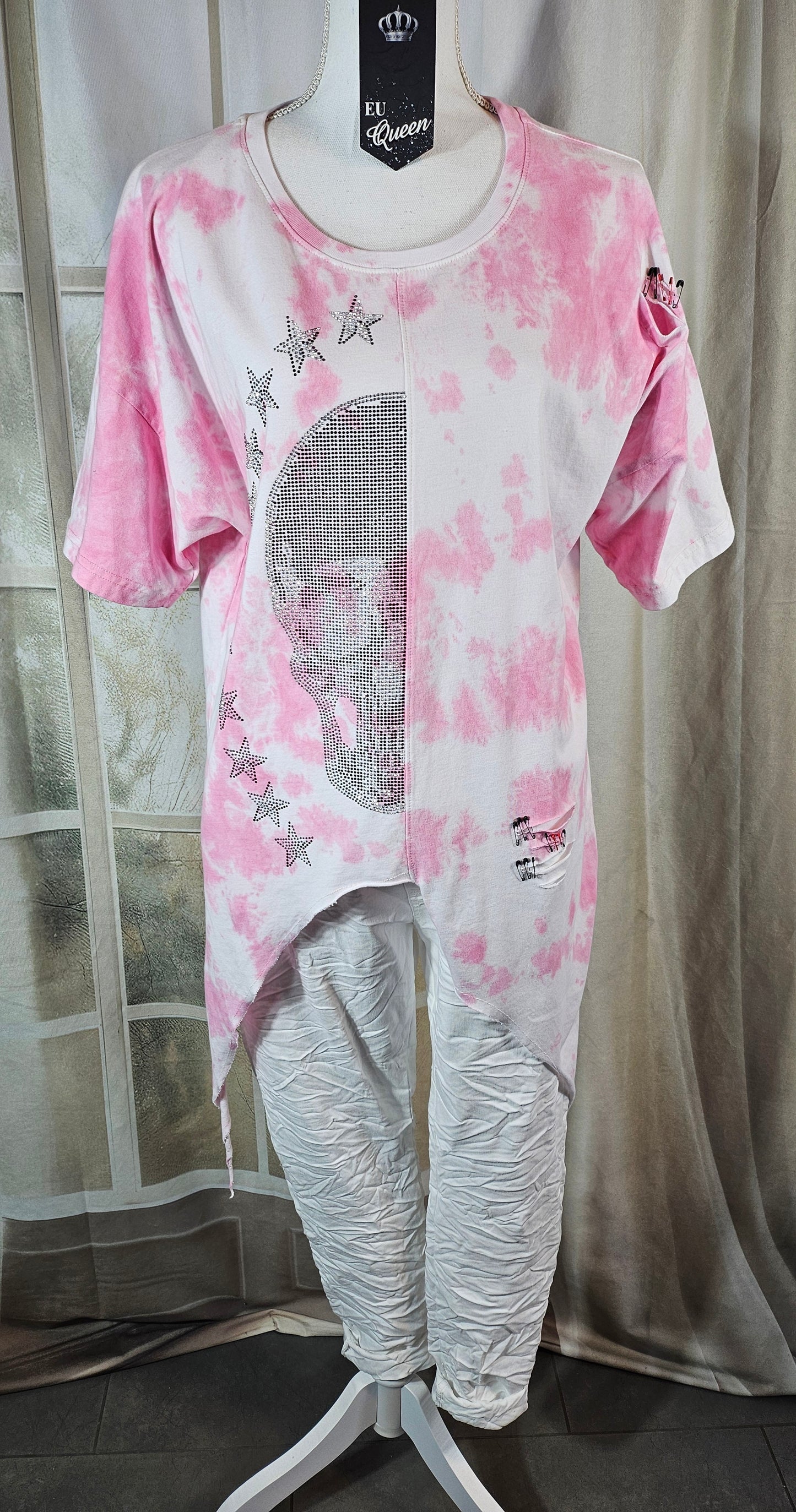 Tshirt rosa/weiss "Skull", Grösse M & XL von EU-QUEEN