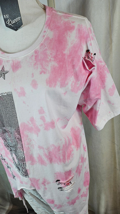 Tshirt rosa/weiss "Skull", Grösse M & XL von EU-QUEEN