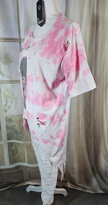 Tshirt rosa/weiss "Skull", Grösse M & XL von EU-QUEEN