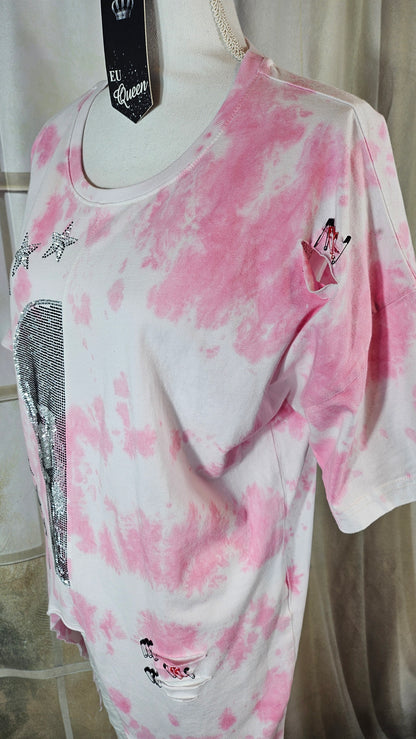 Tshirt rosa/weiss "Skull", Grösse M & XL von EU-QUEEN