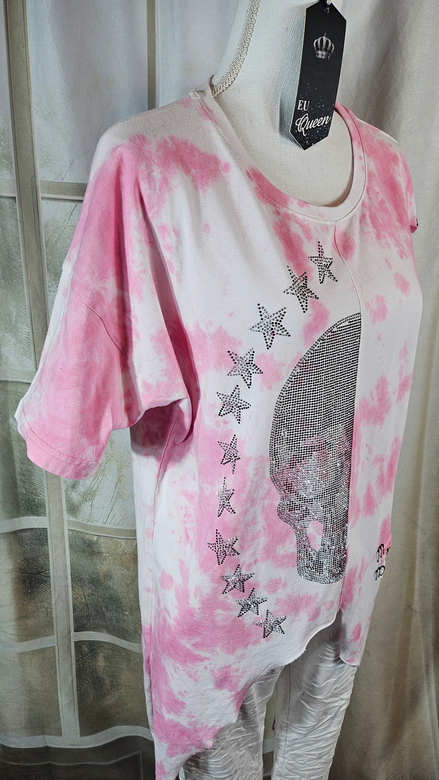 Tshirt rosa/weiss "Skull", Grösse M & XL von EU-QUEEN