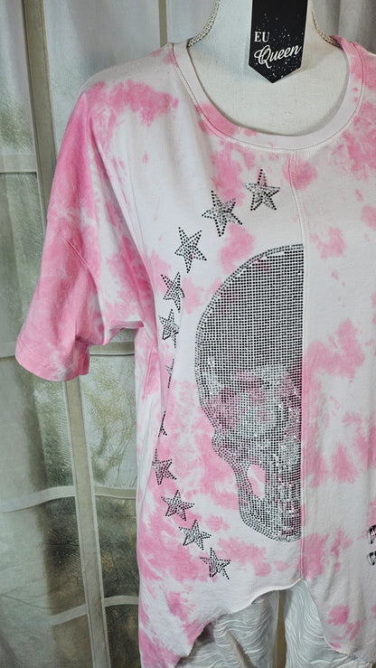 Tshirt rosa/weiss "Skull", Grösse M & XL von EU-QUEEN