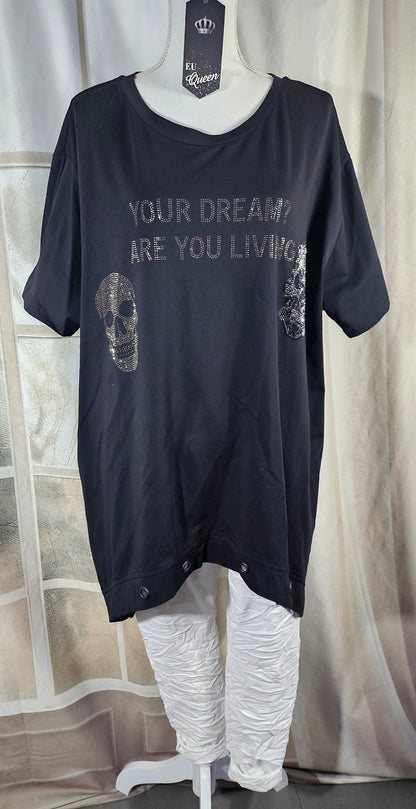 Tshirt "Dream" schwarz, Grösse L & XL (oversize geschnitten) von EU-QUEEN