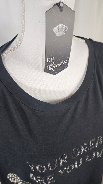 Tshirt "Dream" schwarz, Grösse L & XL (oversize geschnitten) von EU-QUEEN