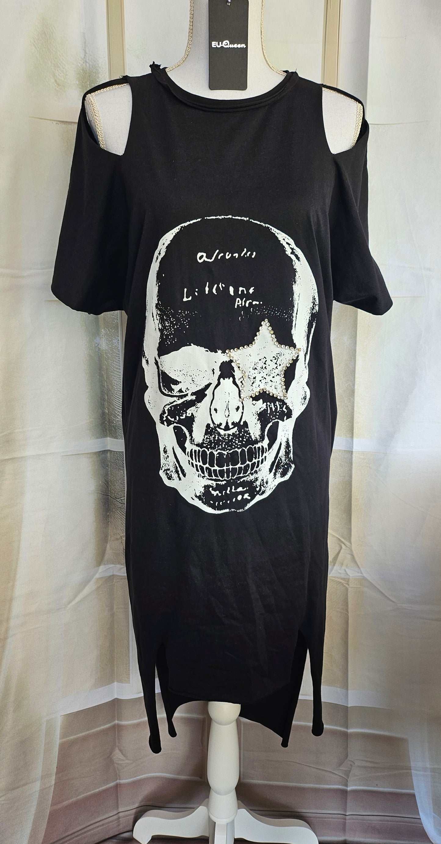 Kleid "Skull star" schwarz, Grösse XS & S von EU-QUEEN